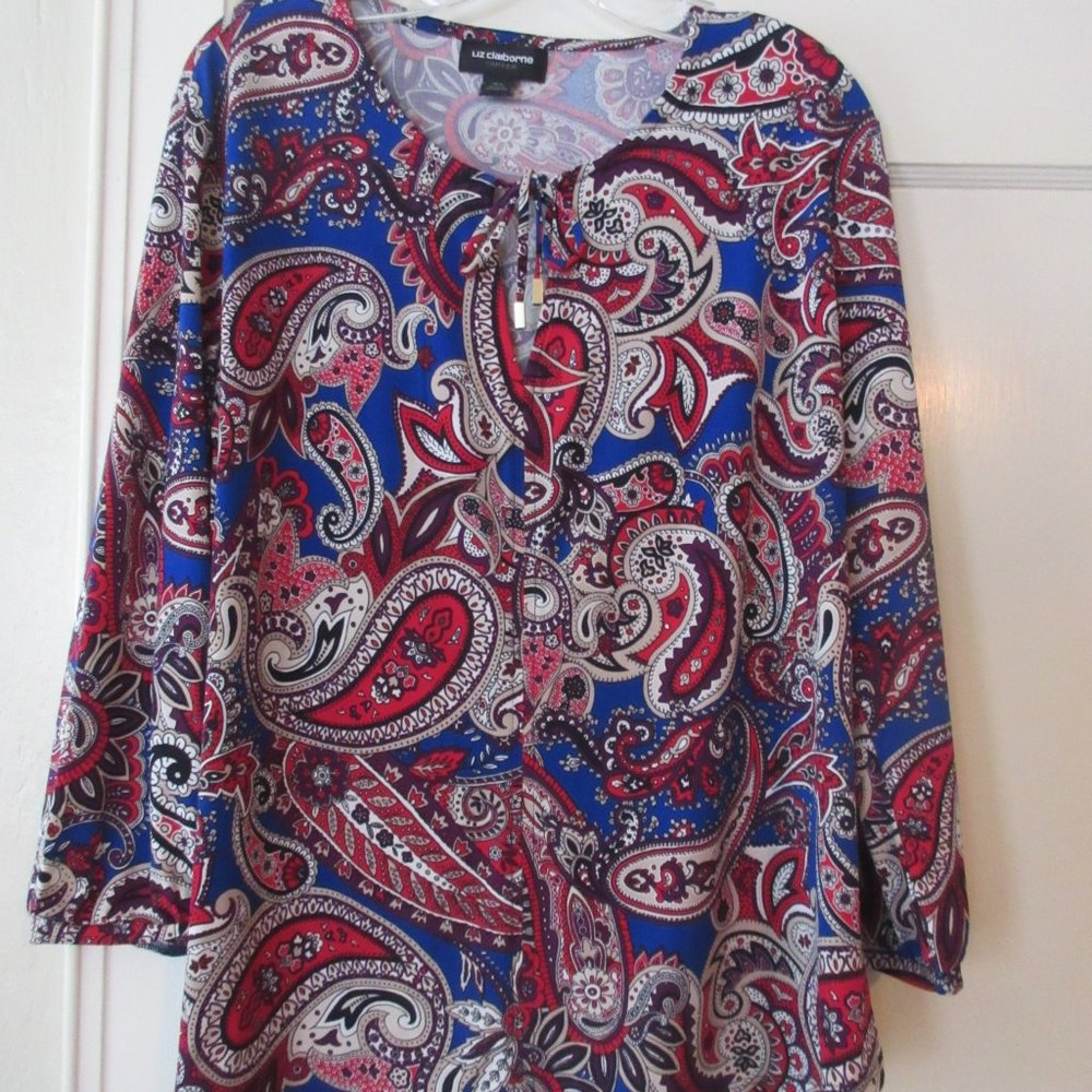 NWOT! Liz Claiborne  paisley print blouse size: XL